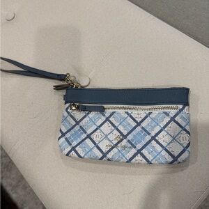Nanette Lepore Blue and White Plaid Wristlet